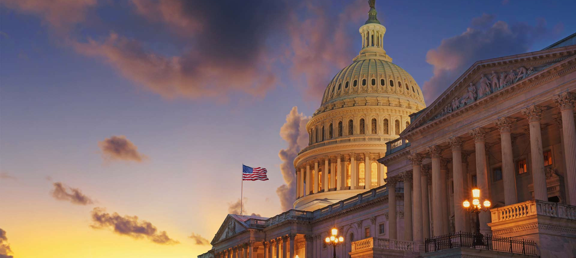 Homepage slider image US Capitol in the evening